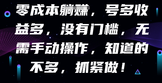 零成本全自动，号多收益多，没有门槛，无需手动-戎耀联盟