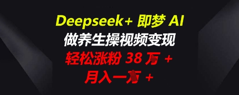 Deepseek+即梦AI，做养生操视频变现，轻松涨粉38W+，月入一W+-戎耀联盟