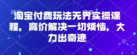 淘宝付费玩法无界实操课程,高价解决一切烦恼,大力出奇迹-戎耀联盟