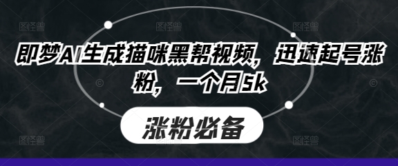即梦AI生成猫咪黑帮视频，迅速起号涨粉，一个月5k-戎耀联盟
