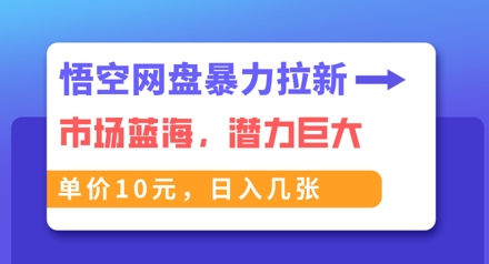 悟空网盘暴力拉新：一单10元，市场空白，日入几张-戎耀联盟