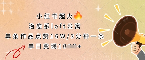 小红书超火的治愈系loft公寓，单条作品点赞16W，3分钟一条，单日变现数张-戎耀联盟