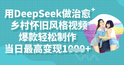 用DeepSeek做治愈乡村怀旧风格视频，爆款轻松制作，当日最高变现多张-戎耀联盟